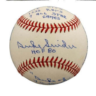 Lot of (5) Hall of Famer Signed Stat Baseballs
